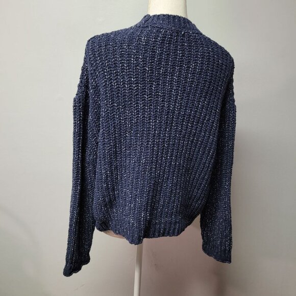 MNG Casuals Sweater Blue Knit Cropped Long Sleeve Thick Warm Winter Womens Small - Picture 3 of 8